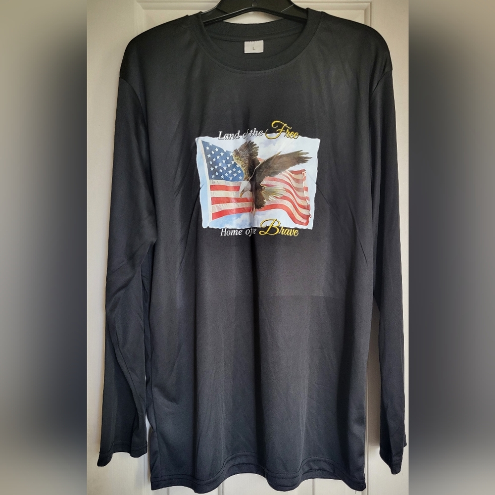 Patriotic Black Long Sleeve T-Shirt NWOT